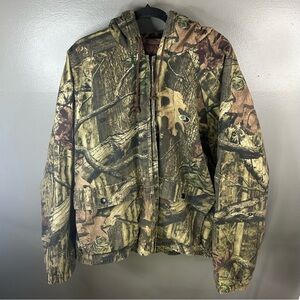 Vintage Russell Outdoors Mossy Oak Camo Camouflage Hooded Zip Up Jacket Size XL